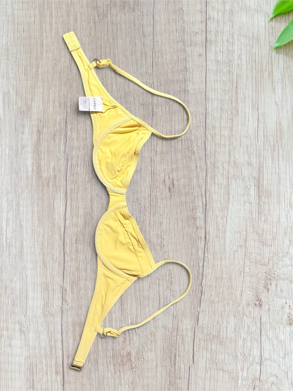 l*space Yellow Textured Underwire Bikini Top with Adjustable Straps - Picture 4 of 4